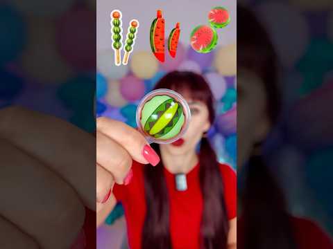 ASMR Watermelon Gummy Balls Candy, Sour Drink  #eatingsounds #mukbang