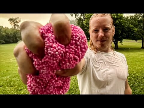 ASMR Playing With Foam Slime In The Rain