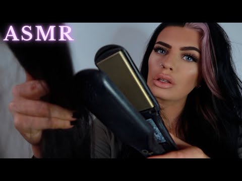 ASMR Brushing & Straightening Your Frizzy Hair In Class 💕 (personal attention roleplay)