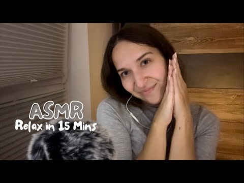 ASMR to help you relax in 15 mins ✨ (Rain Sounds, Fluffy Mic, Mouth Sounds, Hand Movements)