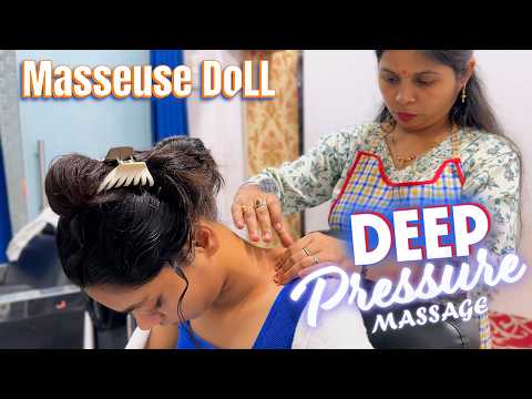 Masseuse DoLL Deep Pressure Neck Massage To Relief Pain & Stress || ASMR HEAD MASSAGE #deepsleep