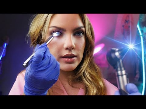 ASMR Night Nurse in Your Ear | Inaudible up Close Whispers, Otoscope, Ear to Ear Medical Care