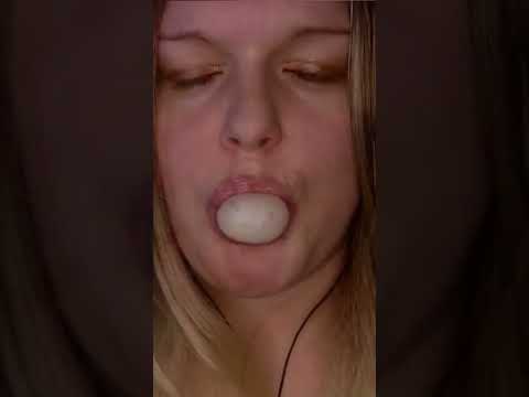 ASMR Blowing Bubbles On Your Ears, Gum Chewing #shorts