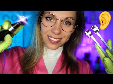 ASMR Ear cleaning and relaxing Otoscope eax exam for SLEEP with RAIN sounds