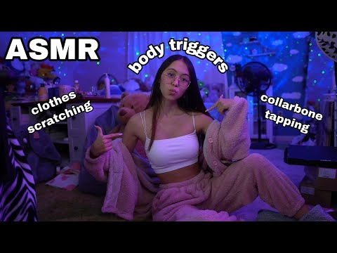 ASMR | Body Triggers & Clothes Scratching (fast collarbone tapping and more)