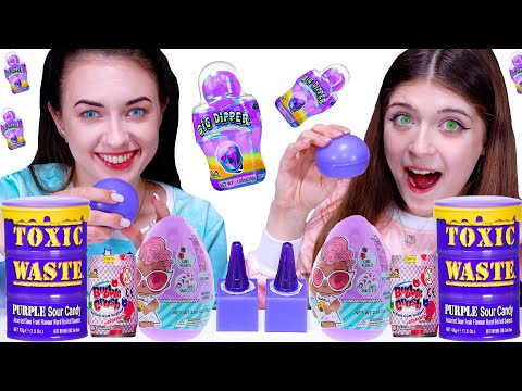 ASMR *Purple Food* Mukbang | Jelly Cube, Bubble Gum, Sour Candy