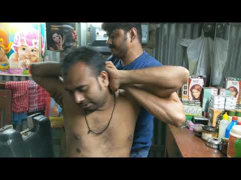 Deep tissue massage by hard working Indian barber | Street barber neck & body cracking asmr