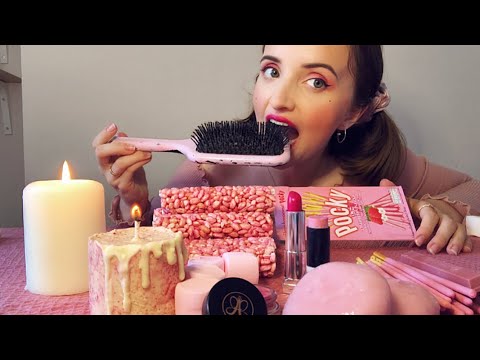 ASMR EDIBLE HAIRBRUSH, LIPSTICK, CANDLE, MOCHI, MOST POPULAR FOODS MUKBANG EATING SHOW 멜론