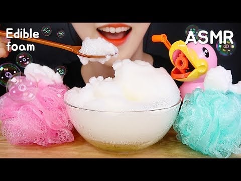 ASMR EDIBLE FOAM ASMR EDIBLE BUBBLES ASMR SOFT EATING NO TALKING