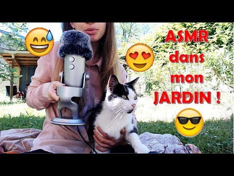 [ASMR français] ASMR dans mon JARDIN ! feat. Filou le chat (inaudible, bruit de la nature)