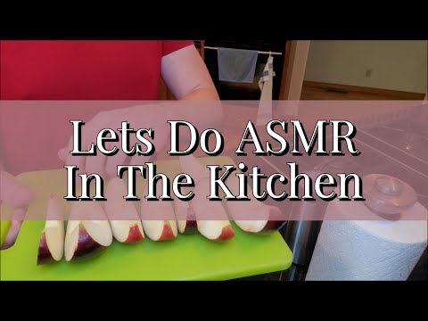 ASMR - In The Kitchen! - Leather Leggings Scratching, Slicing Apple, and Mouth Sounds