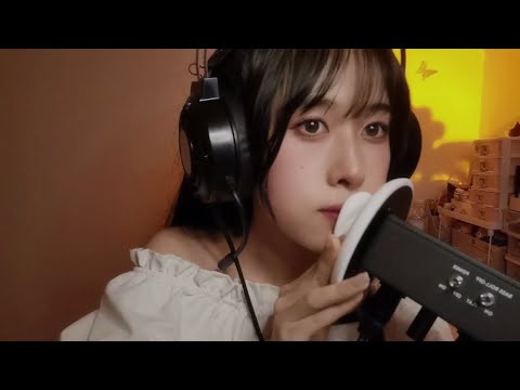 [ASMR 椰~助眠] 深入口腔音弹舌鹅毛棒吹气 Mouth sounds&Ear Licks