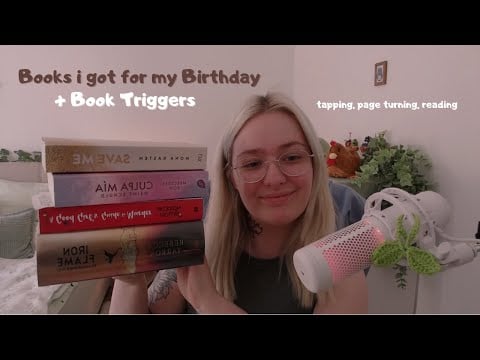 ASMR Tingly Book Triggers | Books i got for my Birthday (tapping, page turning, reading)
