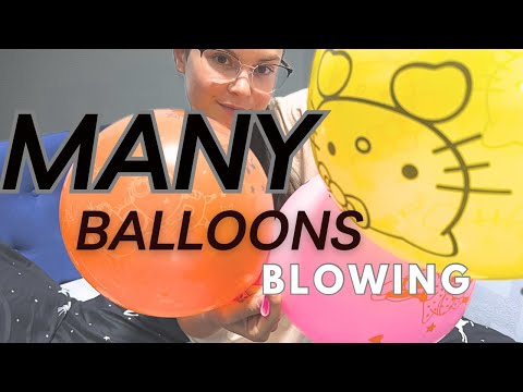 MANY Kids Balloons - ASMR [blowing, orange, yellow, pink] No Talking 🎈