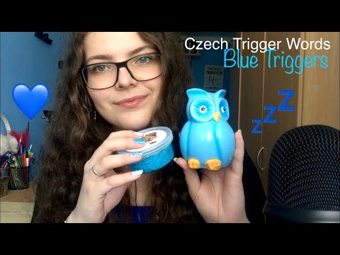 ASMR 10 Blue Triggers & Czech Trigger Words - Collaboration with Colourful ASMR and May's ASMR