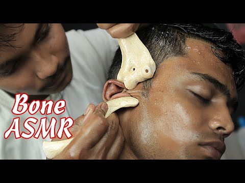 Head Massage With Bone | ASMR Heavy Oil Bone Massage | ASMR Ear Massage Oil | Head Scratching ASMR