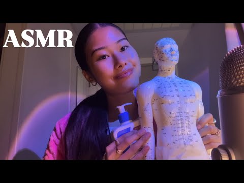 ASMR - acupuncture doll tapping and gripping massage with lotion application