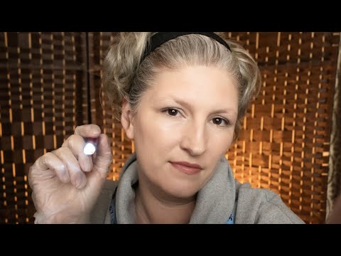 ASMR Soft Spoken Up Close Face Examination (gloves, lights, measuring tape, up close, eye exam)