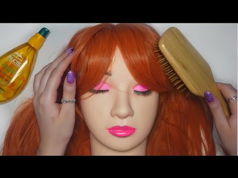 ASMR HAIR PLAY ON MANNEQUIN HEAD 🧡 (brushing, head massage, braiding)