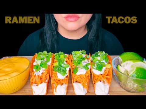 ASMR KOREAN BULDAK RAMEN, CRUNCHY TACOS, NACHO CHEESE SAUCE MUKBANG (NO TALKING)