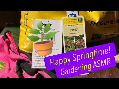 ASMR Window Box Gardening! (No talking) Trailing Petunias! Digging in the dirt! Some sweeping.