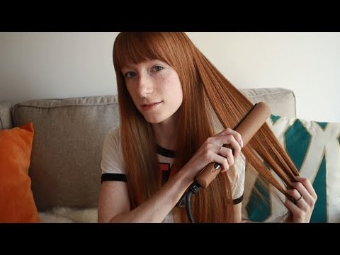 ASMR | Natural red hair brushing & straightening for relaxation (No talking)