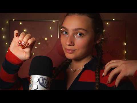 ASMR triggers on my person… (fabric scratching, nail tapping, + necklace and hair sounds)