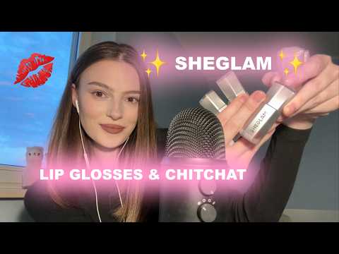 ASMR sheglam lipglosses try on haul