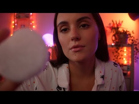 Halloween Movie Sleepover 🎃 ASMR | Doing Your Spooky Cute Makeup