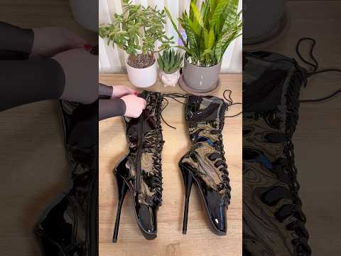 Unboxing my NEW Ballet Boots🖤👢✨ #unboxing #unbox #haul #boots #balletboots #shiny #kneehighboots