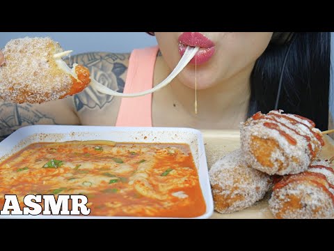 ASMR CHEESY CORNDOG + CHEESY LONG RICE CAKE *TTEOKBOKKI (EATING SOUNDS) | SAS-ASMR