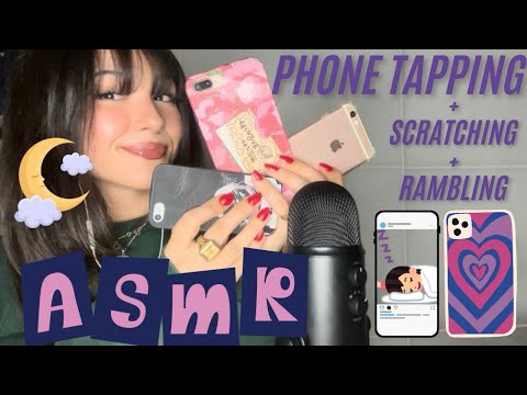 ASMR Phone/ Phone case tapping + scratching + mouth sounds… 📱🎧✨