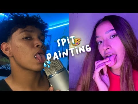 ASMR SPIT PAINTING MOUTH SOUNDS FAST AND AGGRESSIVE WITH @DemillyASMR 🎨