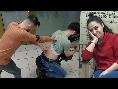 ASMR PAINKILLER WAIST MASSAGE &BACK CRACK& barber chair head, back, elbow, neck, ear, sleep massage