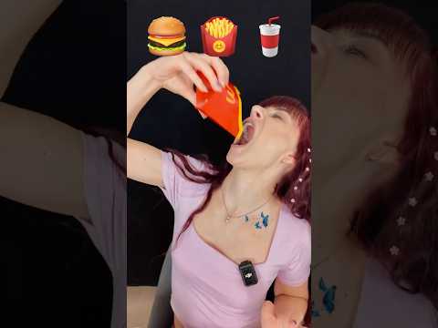 ASMR Emoji Eating Burger, Drink, Fries  #eatingsounds #mukbang