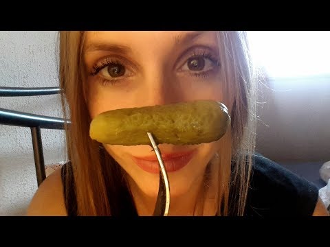 ASMR - Eating sounds - extra crunchy snack - pickles, carots, grapes