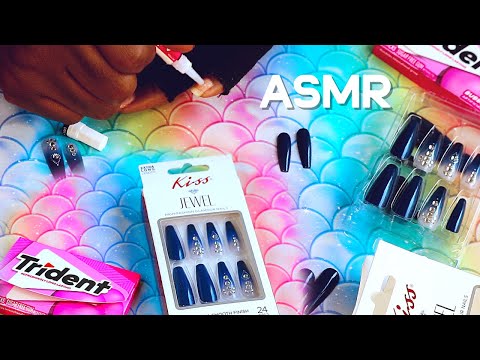 EXTRA LONG HIGH FASHION ROYAL BLUE KISS PRESS ON NAILS ASMR TRIDENT