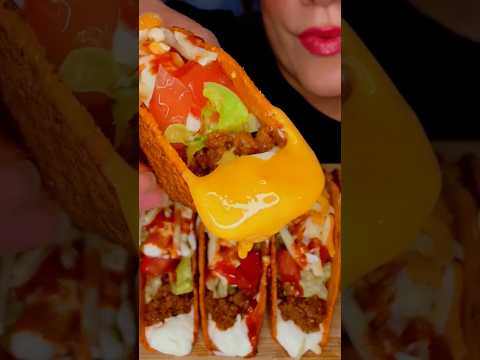 NACHO CHEESE CRUNCHY TACOS #asmr #tacos #cheese #food #mukbang #shorts