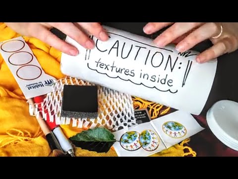 ASMR {Tapping, Scratching, Tracing w/ TEXTURES - No Talking - Paper, Leaves, Stickers, Cushion}