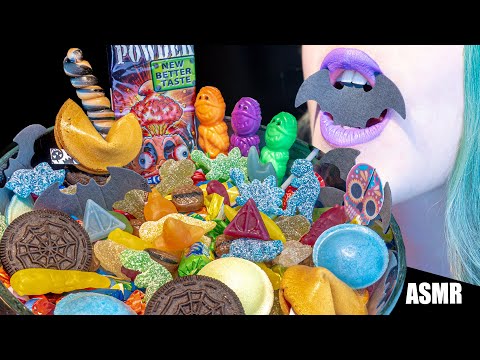 ASMR: JELLY CANDY, SEAGULL DIRT, LOLLIPOP, CHEWING GUM, BATS | Halloween Candy Bowl 🎃[No Talking|V]😻