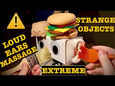 ASMR|⚠️EXTREME AGGRESSIVE EAR MASSAGE W/ DIFFERENT OBJECTS (SQUISHIES/BRUSHES/HANDS). INTENSE! LOUD!