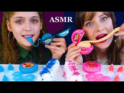 ASMR CANDY RACE (UFO WAFERS, NIK L NIPS WAX BOTTLES, HUBBA BUBBA BUBBLE GUM) Eating Sound Lilibu