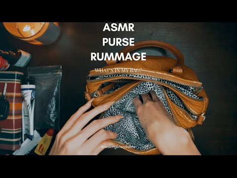 ✨ASMR PURSE RUMMAGE✨ what’s in my bag? | no talking | tapping | leather | relaxing sounds |