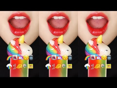 VERTICAL MUKBANG RAINBOW FOOD, FREEZE-DRIED CANDY ASMR EMOJI FOOD ASMR ❄️