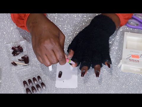 DARK HOLIDAY GLITTER TIP ASMR PRESS ON NAILS