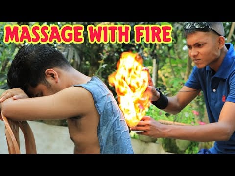 Unique massage with fire by junior asim barber | entertaining & relaxing asmr massage in nature
