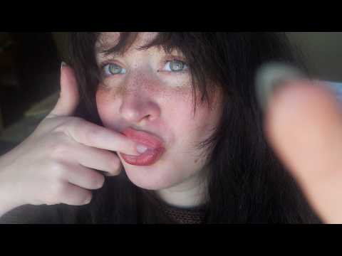 finger licking trigger words ASMR (mouth sounds, repeating words, spit painting, tracing)