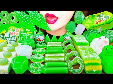 【ASMR】GREEN DESSERTS💚 MUKBANG 먹방 食べる音 EATING SOUNDS NO TALKING