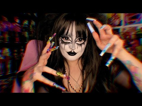 Goth does ASMR with long nail tapping & hand movements✨💫