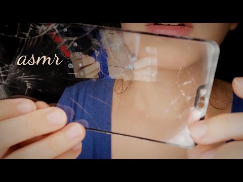 ASMR Breaking the screen protector in your eyes